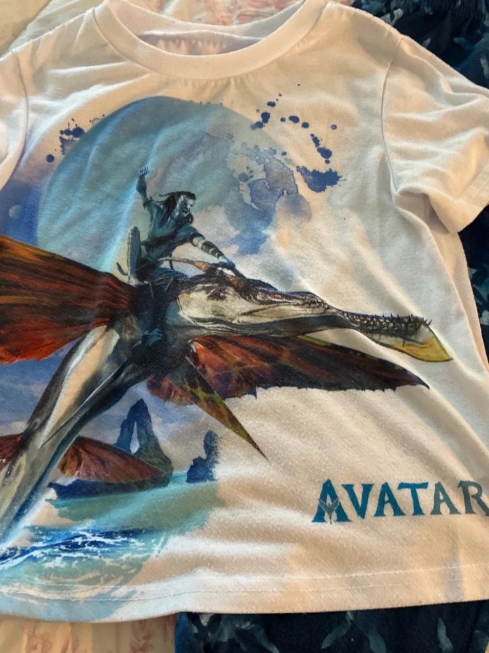 Avatar Graphic Tee and Shark-Print Pajama Pants Set - Blue/White